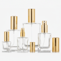 Square Perfume Bottles with Gold Lids Wholesale and Bulk
