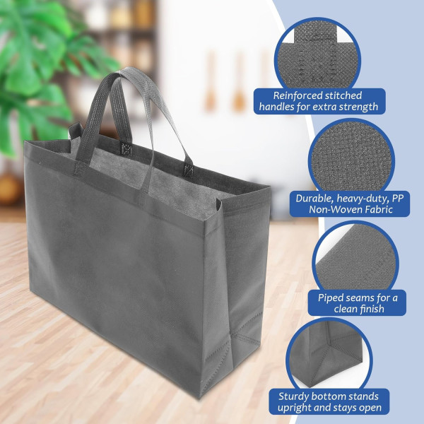 Reusable Tote Bag with Handles Bulk Extra Large Non Woven Shopping Bags for Boutiques Retail Store