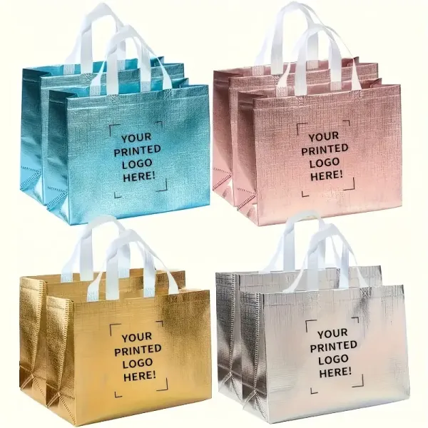 Customizable Non-Woven Colorful Tote Bags, Gift Packaging with Logo and Image Printing, Waterproof Laminated Handle Reusable Laser Handbag for Birthday Parties, Wedding Souvenirs & Anniversary Celebrations